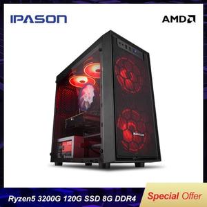 해외 무료배송 IPASON 미니 게임 PC AMD Ryzen R3 2200G 업그레이드 3200G 차세대 Ryzen 데스크탑 컴퓨터 8G DDR4 120G SSD 사무실 조립 PC