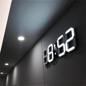 해외 무료배송 3D LED 벽 시계 현대 디자인 디지털 테이블 시계 알람 Nightlight Saat reloj 드 pared 시계 홈 거실 장식