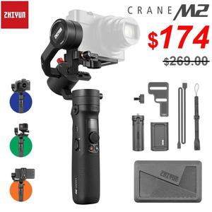 해외 무료배송 ZHIYUN Crane M2 스마트 폰용 3 축 핸드 헬드 짐벌 안정기 Compact Mirrorless 카메라 및 액션 카메라 Maxload 500g