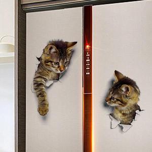 해외 무료배송 DIY 고양이 방 장식 스티커 3D 깨진 된 벽 새끼 고양이 벽 스티커 화장실 스티커 고품질 방수 3D 벽 스티커