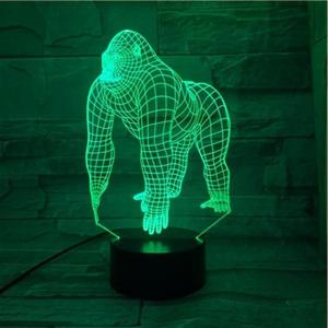 해외 무료배송 2019 동물 오랑우탄 고릴라 침팬지 3D USB LED 램프 7 색 변경 기분 환상 테이블 장식 밤 빛 538