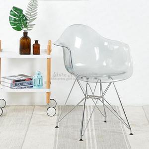 해외 무료배송 30% 2B 크리 에이 티브 팔걸이 레저 의자 플라스틱 크리스탈 투명한 식당 의자 간단한 현대 패션 커피 숍 사무실 의자
