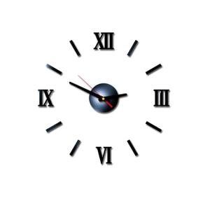 해외 무료배송 유럽 가정 장식 벽시계 아크릴 거울 스티커 석영 거실 벽 스티커 현대 시계 시계 바늘 horloge murale