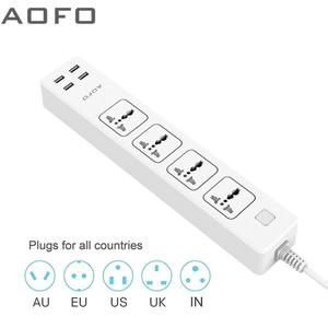 해외 무료배송 AOFO 4 콘센트 범용 전원 스트립, 4 개의 USB 충전 포트 포함 5.9ft 연장 코드가있는 가정용/사무용 서지 보호기