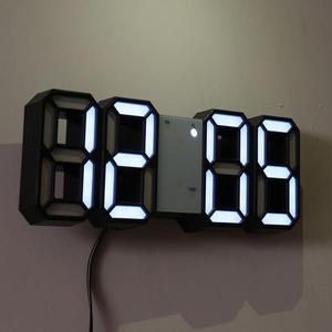 해외 무료배송 벽 시계 시계 시계 3D Led 디지털 현대 디자인 거실 장식 테이블 알람 Nightlight 빛나는 데스크탑