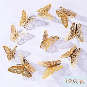 해외 무료배송 할로우 3D 나비 벽 장식 귀여운 나비 벽 스티커 아트 데코 홈 인테리어 축제 파티 정렬