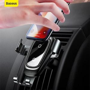 해외 무료배송Baseus Qi 무선 충전기 아이폰에 대 한 자동차 전화 홀더 삼성 공기 환기 마운트 전화 자동차 홀더 스탠드 브래킷 자동차 액세서리