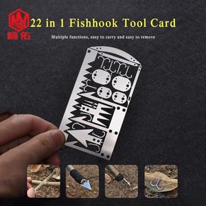해외 무료배송 1 pc 스테인레스 스틸 22 1 fishhook 도구 카드 낚시 액세서리 edc 생존 도구 카드 멀티 도구 야외 캠핑 용품