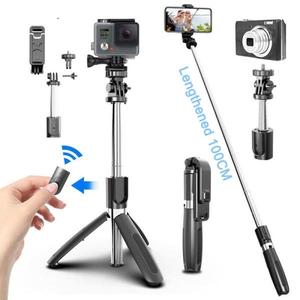 해외 무료배송 4 in1 Bluetooth 무선 Selfie 스틱 삼각대 Foldable &amp; Monopods Gopro 및 스포츠 액션 카메라 용 스마트 폰용 범용