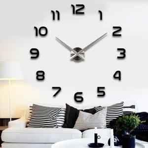 해외 무료배송 실버 포인터 새로운 판매 벽시계 시계 reloj 드 pared 시계 3d diy 아크릴 거울 스티커 석영 현대 가정 장식
