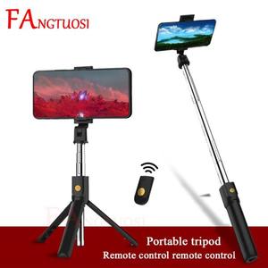 해외 무료배송 FANGTUOSI 3 1 무선 블루투스 Selfie 스틱 확장 가능한 핸드 헬드 Monopod 접이식 미니 삼각대 아이폰에 대한 셔터 원격