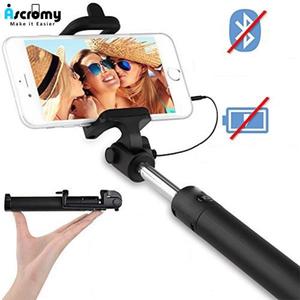 해외 무료배송 Ascromy 확장 가능한 유선 핸드 헬드 selfie 스틱 selfiestick 3.5mm aux 케이블 monopod for iphone ios 안드로이드 핸드폰