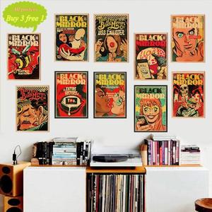 해외 무료배송 클래식 영화 블랙 미러 빈티지 크래프트 종이 포스터 홈 바 벽 데코에 대한 좋은 품질의 그림 복고풍 포스터