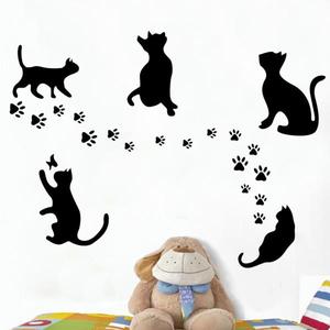 해외 무료배송 검은 고양이 벽 스티커 홈 거실 장식 침실 장식 타일 스티커 벽화 방수 아트 홈 데코 스티커
