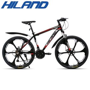 해외 무료배송 HILAND 26 인치 스틸 프레임 MTB 21 속도 자전거 산악 자전거 자전거 SAIGUAN Shifter 및 더블 디스크 브레이크