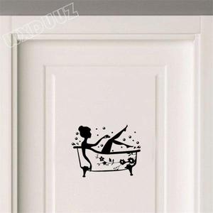 해외 무료배송 욕실 아트 데코 목욕 시간 비닐 문 크리 에이 티브 홈 장식 벽 스티커 스위치 스티커 만화 F35